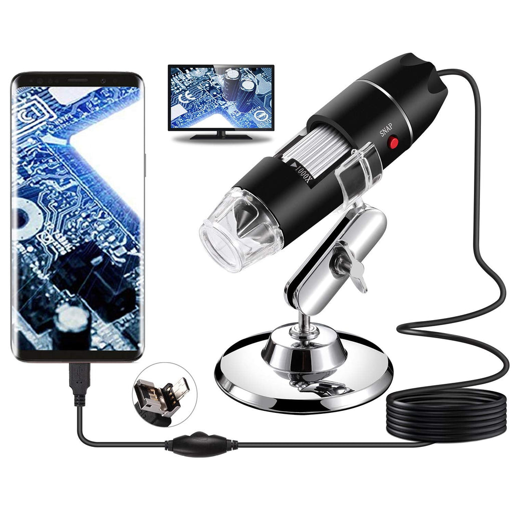  [AUSTRALIA] - Bysameyee USB Microscope, Digital Handheld 40X-1000X Magnification Endoscope Mini Video Camera with 8 Adjustable LED Lights, Compatible with Windows 7/8/10/11 Mac Linux Android (with OTG) USB/Micro-USB