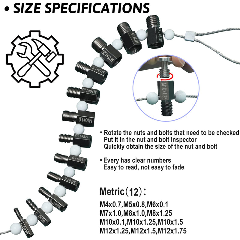  [AUSTRALIA] - Nut & Bolt Thread Checker (Complete SAE/Inch and Metric Set) - 26 Male/Female Gauges - 14 Inch & 12 Metric - Quickly Checking Nuts and Bolts Inch or Metric and Verifying The Size and Thread Pitch