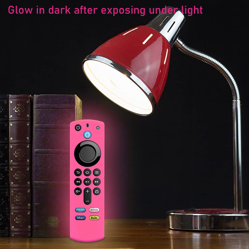  [AUSTRALIA] - Remote Cover for TV Stick 3rd Gen 2021 Glow in The Dark, Pink Silicone Case with Lanyard- LEFXMOPHY Glow Pink