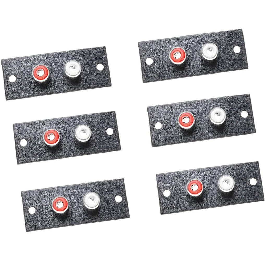  [AUSTRALIA] - jing Black 2 Way RCA Terminal Wall Panel Plate Input Phono Chassis Socket AV Audio Connector - (6 Pcs)