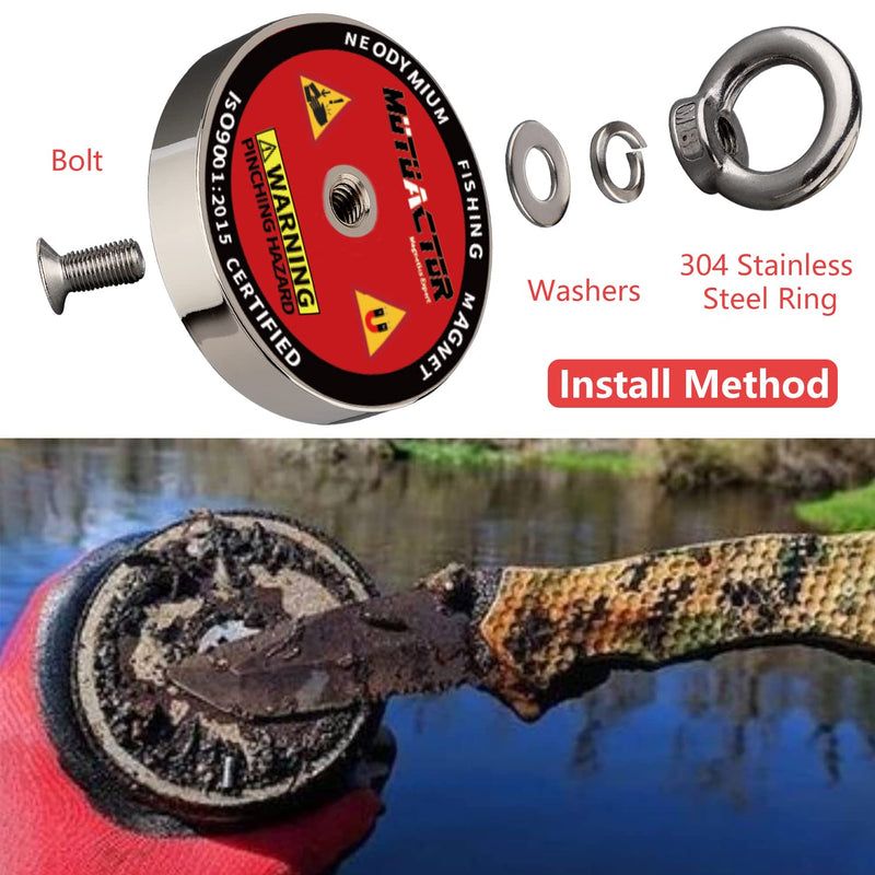  [AUSTRALIA] - MUTUACTOR Fishing Magnet Kit 400lb Super Strong Neodymium Fishing Magnet Hunting Treasure Under Lake and Water 400lbs Fishing Magnet Kit