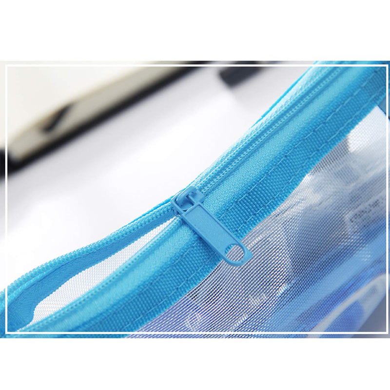  [AUSTRALIA] - Kinhshion Zipper Pouch Set of 6 Mesh Zipper Bags Clear Zipper Pouch Small Organizer Bag Zipper Folder Bag Cosmetic Bags Travel Storage Bags 6 Colours 1Layer-6Pcs