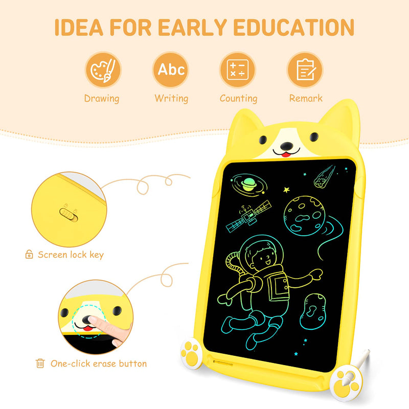  [AUSTRALIA] - BAVEEL Toys for 2 3 4 5 6 7 Year Old Girls Boys, 10'' Cute Corgi Kids Drawing Pad, Reusable Doodle Board Drawing Tablet for Christmas Birthday Gift, Educational Toys Learning Toys for Toddlers Yellow