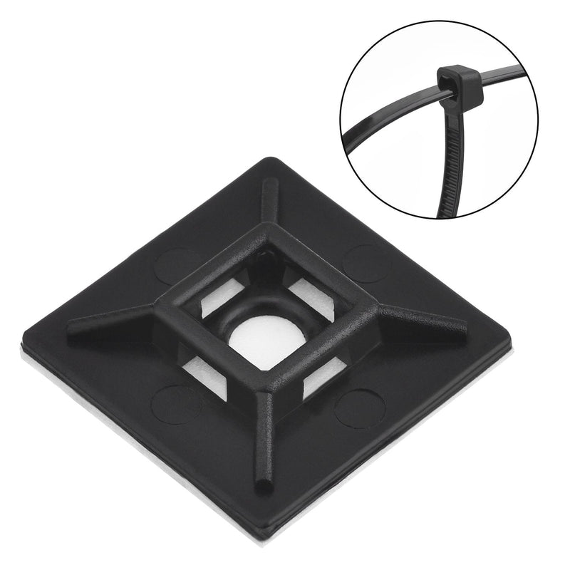  [AUSTRALIA] - 100 Pack Zip Tie Adhesive Mounts Self Adhesive Cable Tie Base Holders with Multi-Purpose Cable Tie (Length 200 mm, Width 2.8 cm, Black)