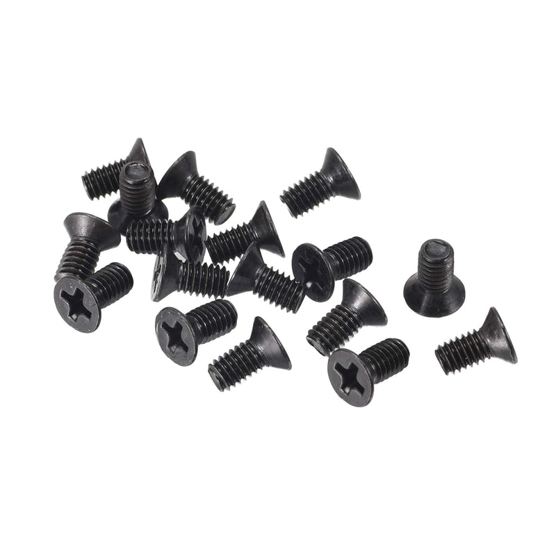  [AUSTRALIA] - uxcell M4 x 8mm Phillips Screw Fastener Black for Laptop PC TV Fan Switch 200pcs