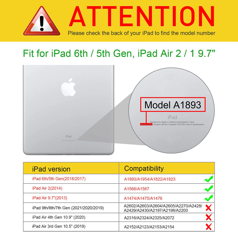  [AUSTRALIA] - Fintie Case for iPad 9.7 2018 2017 / iPad Air 2 / iPad Air 1 - [Corner Protection] Multi-Angle Viewing Folio Cover w/Pocket, Auto Wake/Sleep for iPad 6th / 5th Generation, Purple