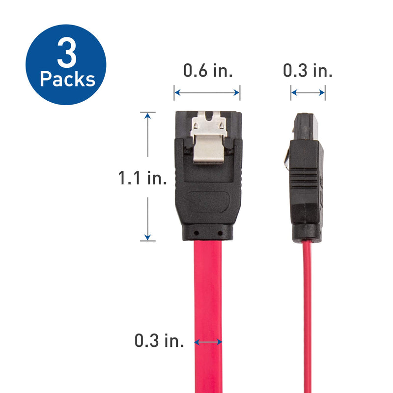 Cable Matters 3-Pack Straight SATA III 6.0 Gbps SATA Cable (SATA 3 Cable) Red - 18 Inches - LeoForward Australia