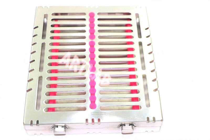  [AUSTRALIA] - New German Dental Autoclave Sterilization Cassettes Rack Box for 15 Instruments Pink CYNAMED