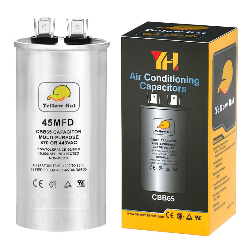  [AUSTRALIA] - Capacitor for Air Conditioner 45 uf MFD 370 or 440 Volt VAC, Multi-Purpose Round Capacitor, 5 Year Warranty 45 MFD