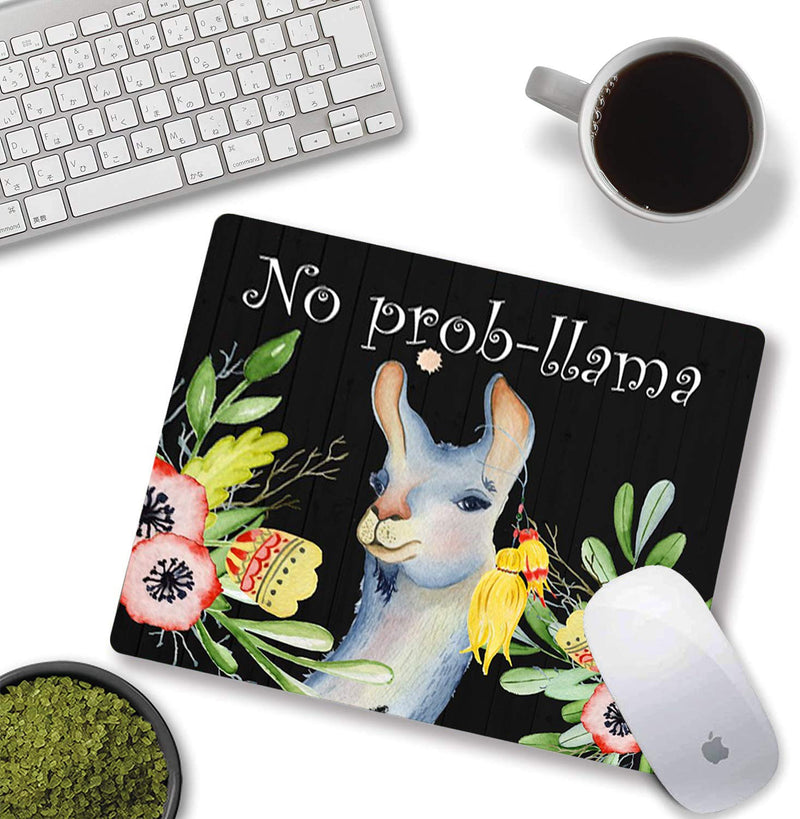  [AUSTRALIA] - No Prob-Llama Funny Mouse Pad Mat Cute Floral Quote Lama Mousepad Desk Accessories for Women Teacher Great Gift Idea Alpaca-K