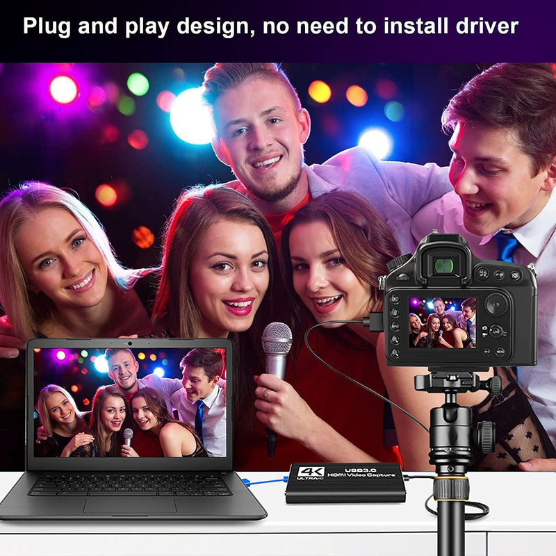  [AUSTRALIA] - Capture Card, ifmeyasi Audio Video Converter with Mic 4K HDMI Loop-Out, 1080p 60fps Video Recorder for Live Broadcasting Compatible with Nintendo Switch/ PS4/ OBS/ Camcorders/ PC