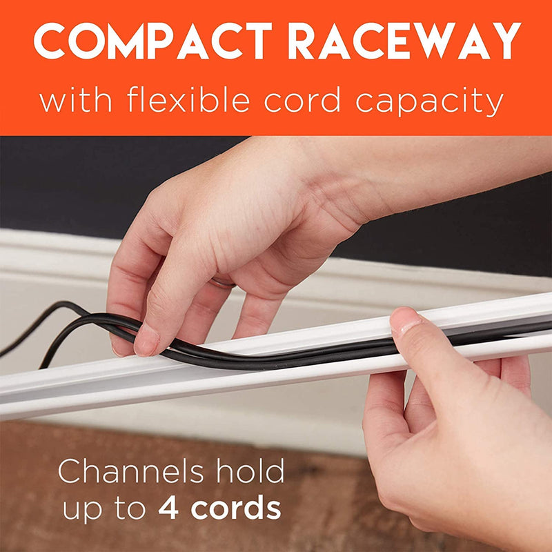  [AUSTRALIA] - ECHOGEAR On-Wall Cable Raceway Black 2 Pack for Hiding Up to 4 Cords - Easy Peel & Stick Install Helps Conceal & Organize Cables from Mounted TVs & Other Electronics - Customize Your Cable Management Black 2-Pack