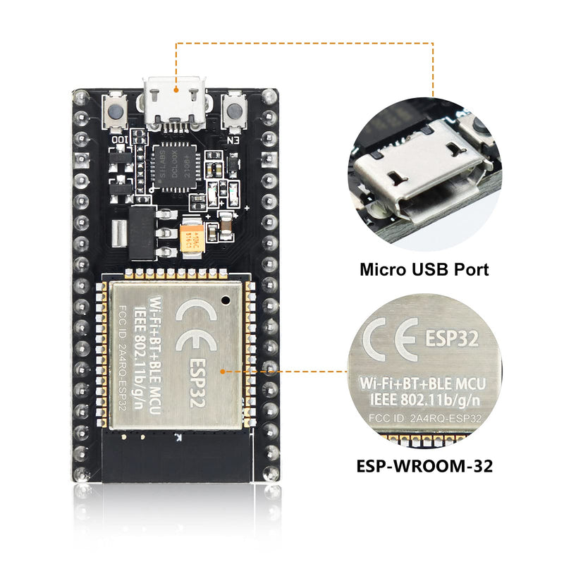  [AUSTRALIA] - KeeYees ESP32S ESP32 Development Board 2.4 GHz Dual Core WLAN WiFi + Bluetooth 2-in-1 Microcontroller ESP-WROOM-32 Chip for Arduino (38PIN Narrow Version, 2PCS)