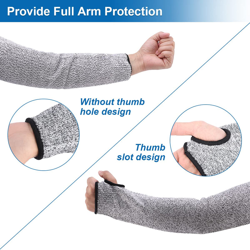  [AUSTRALIA] - 2 Pairs Cut Resistant Sleeves - Arm Protectors for Thin Skin and Bruising - Heat Resistant Welding Sleeves with Thumb Hole for Men Women, Safety Protective Arm Guards for Welding Gardening Kitchen