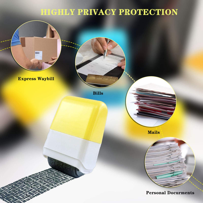  [AUSTRALIA] - 2Pcs Identity Protection Roller Stamps Identity Prevention Theft Stamp Wide Rolling Security Stamp for Privacy Protection, ID Blockout and Address Blocker (Yellow and Blue) Yellow and Blue