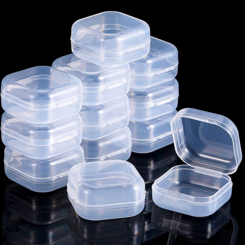  [AUSTRALIA] - SATINIOR 12 Pack Clear Plastic Beads Storage Containers Box with Hinged Lid for Beads and More(1.37 x 1.37 x 0.7 Inch)