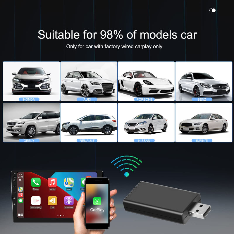  [AUSTRALIA] - Original Car Wired to Wireless Carplay USB Adapter Fastest and Most Compact Wireless CarPlay Adapter USB-A and USB-C Cables 5.8GHz WiFi Plug & Play No Delay Online Apple CarPlay Magic Box Carplay