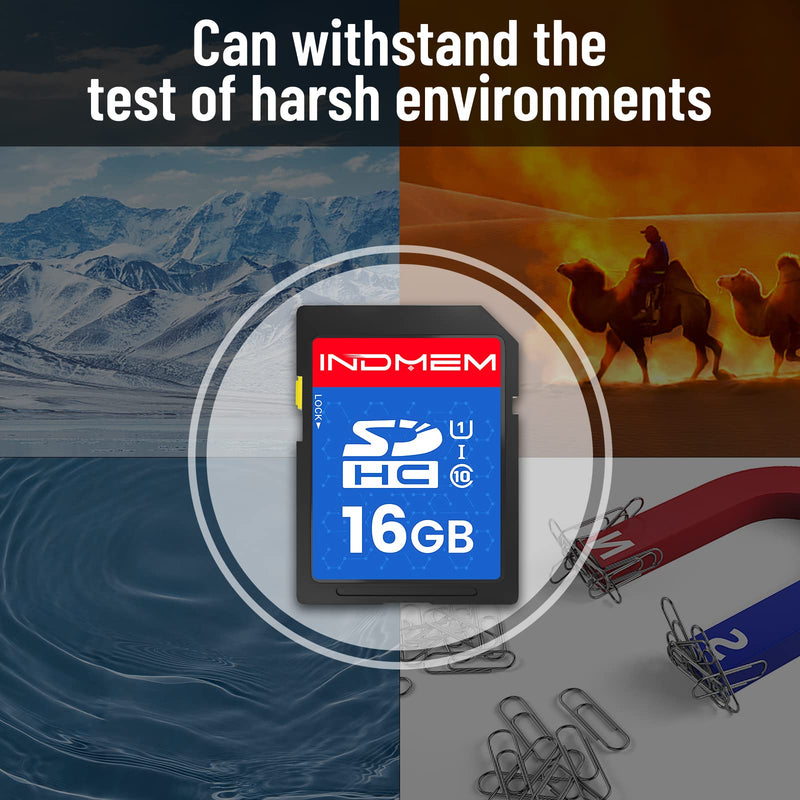  [AUSTRALIA] - INDMEM 16GB SD Card (2 Pack) - SDHC Flash Memory Card UHS-I U1 Class 10 High-Speed Full HD Video Compatible with Digital Point-and-Shoot Cameras, HD Camcorders, DSLR and PC 16GB(2PCS)