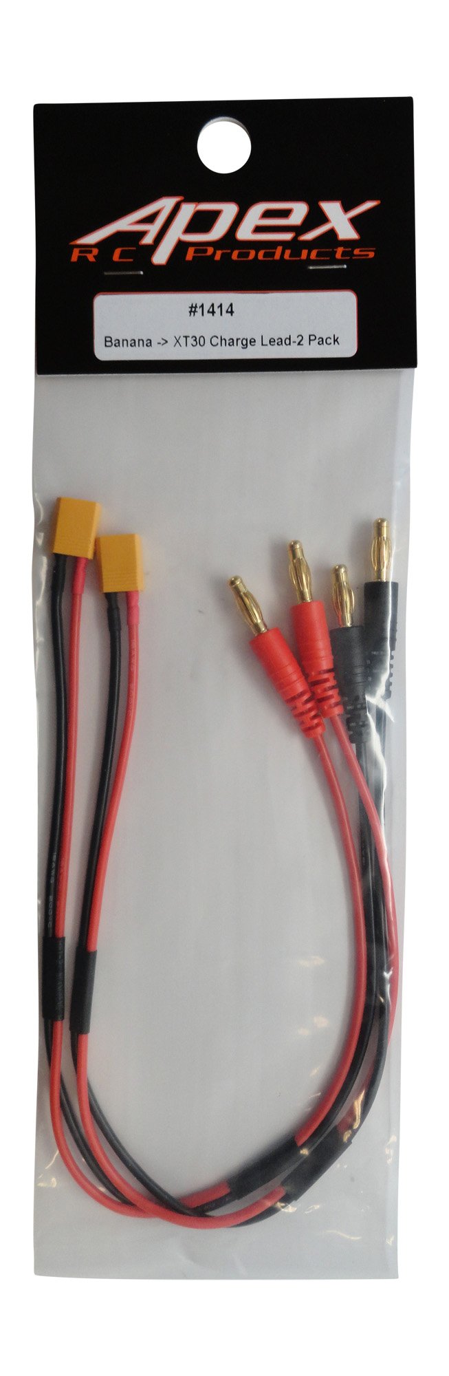 Apex RC Products XT30 Connector Plug -> 4mm Banana Plugs Battery Charge Lead Adapter Cable - 2 Pack 1414 - LeoForward Australia
