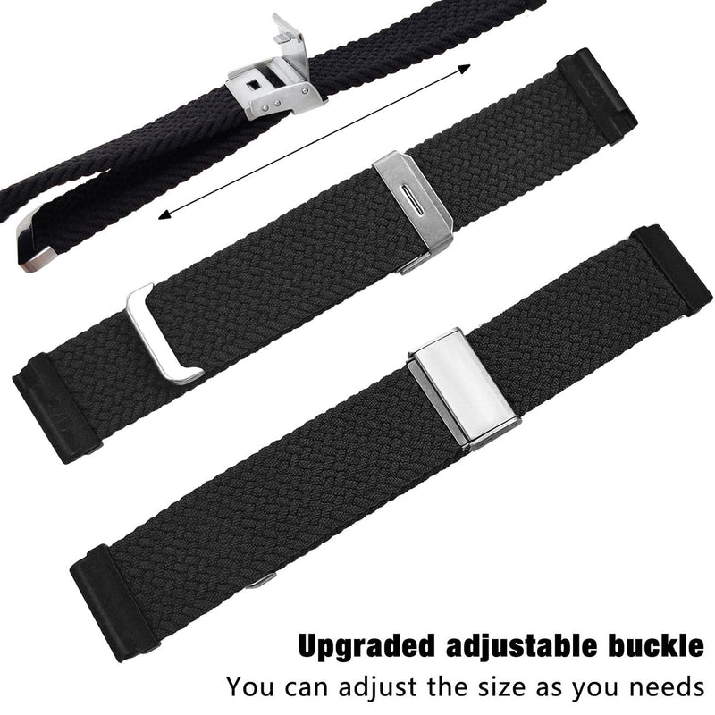  [AUSTRALIA] - Abanen for Garmin Venu Sq / Vivoactive 3 Braided Loop Watch Bands, 20mm Elastic Soft Stretchy Nylon Wristband Strap with Adjustable Clasp for Garmin Venu/Vivomove 3,Approach S40 Black