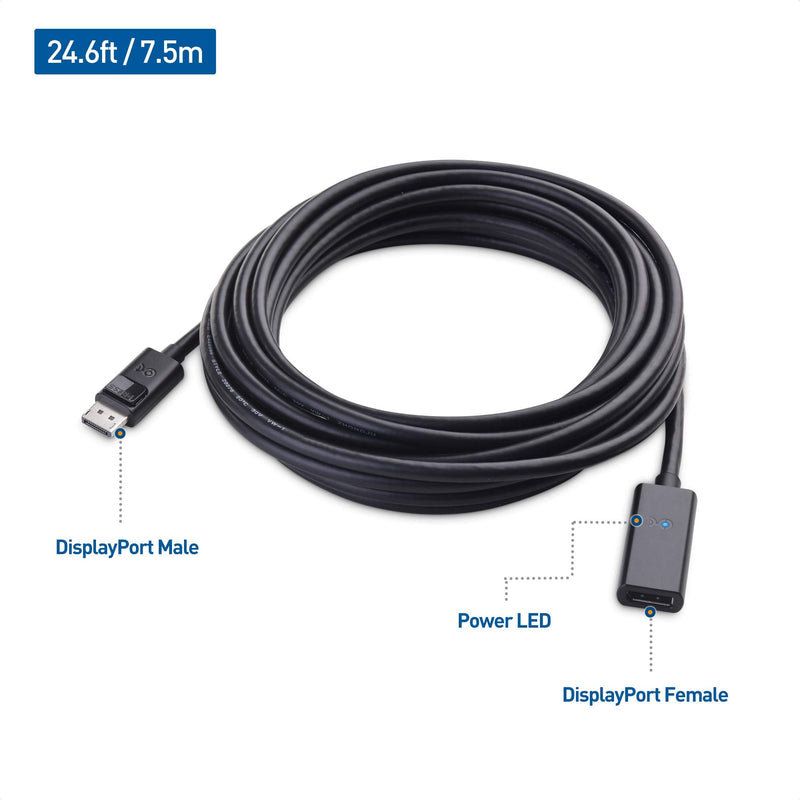  [AUSTRALIA] - Cable Matters Unidirectional Active DisplayPort Extension Cable Gender Changer for Oculus Rift S, HTC Vive Pro, Gaming Monitors and More in 25 ft / 7.5m - Support DisplayPort 1.4 with 8K 60Hz and HDR