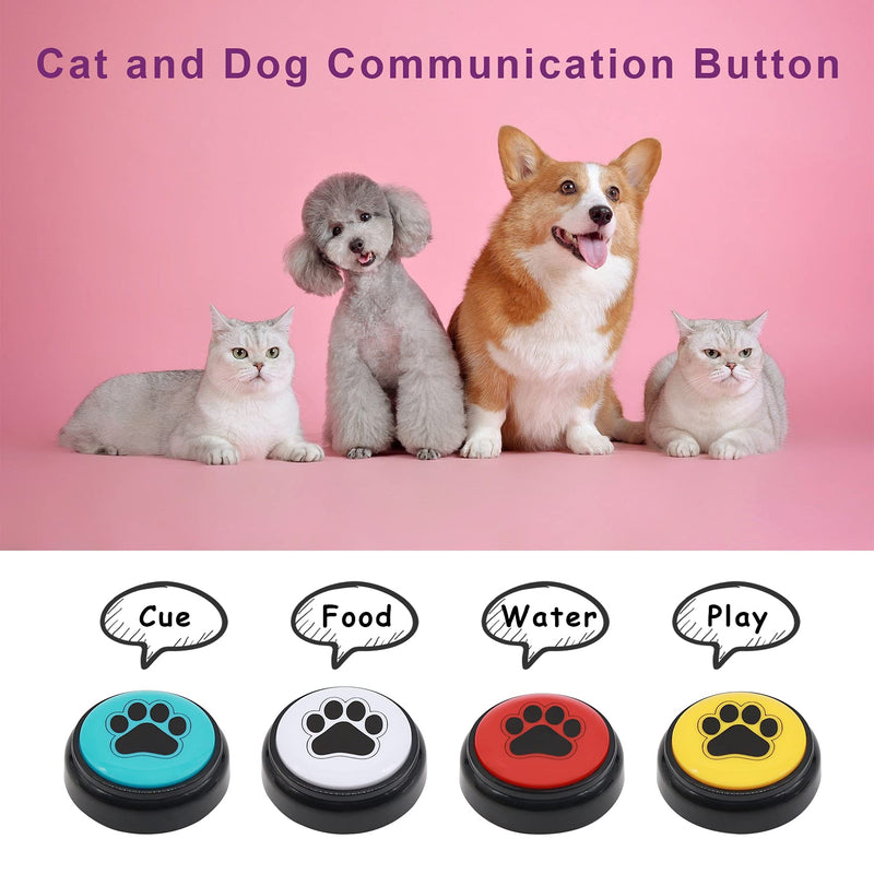  [AUSTRALIA] - ChunHee Dog Speech Training Buttons Talking Sound Buttons-Recordable Buttons for Dogs-30 Seconds Record Button, Pack of 4 (Battery Included)