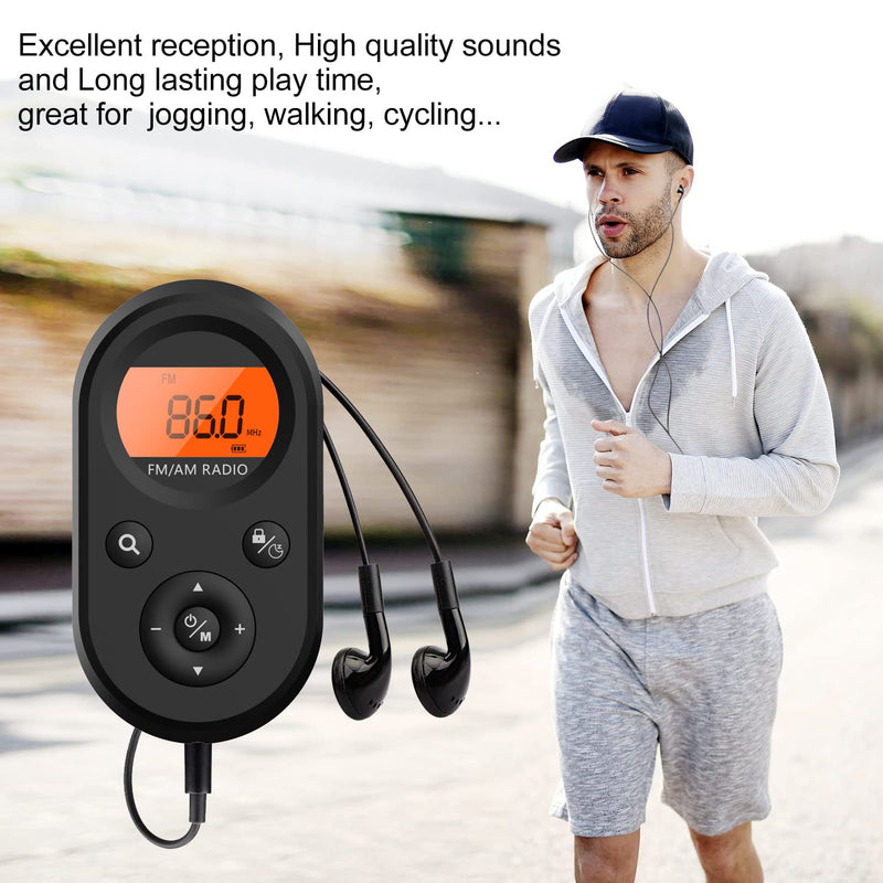  [AUSTRALIA] - Personal Rechargeable AM FM Pocket Radio+FM Radio Headphones with Best Reception, FM Headset Radio Receiver for Meeting, Daily Works, Hiking, Jogging