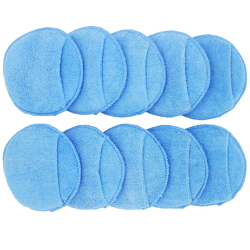  [AUSTRALIA] - AIVS Car Care Microfiber Wax Applicator Pads with Finger Pocket for Any Cars, Truck, Boat, Motorcycle and RV. Wax Applicator Foam Sponge (Blue, 5" Diameter, Pack of 10)
