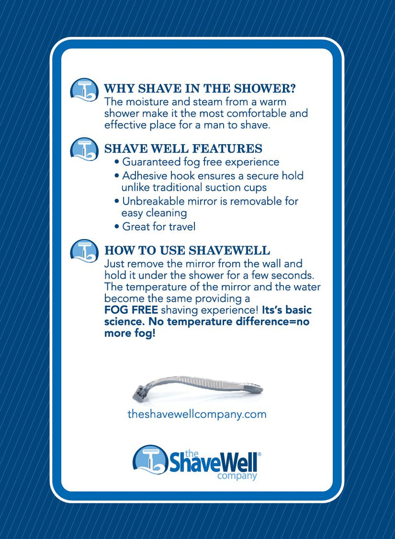  [AUSTRALIA] - The Shave Well Company Deluxe Anti-Fog Shower Mirror | Fogless Bathroom Shaving Mirror | 33% Larger Than Original | Long-Lasting Removable Adhesive Hook Shave Well Deluxe Mirror