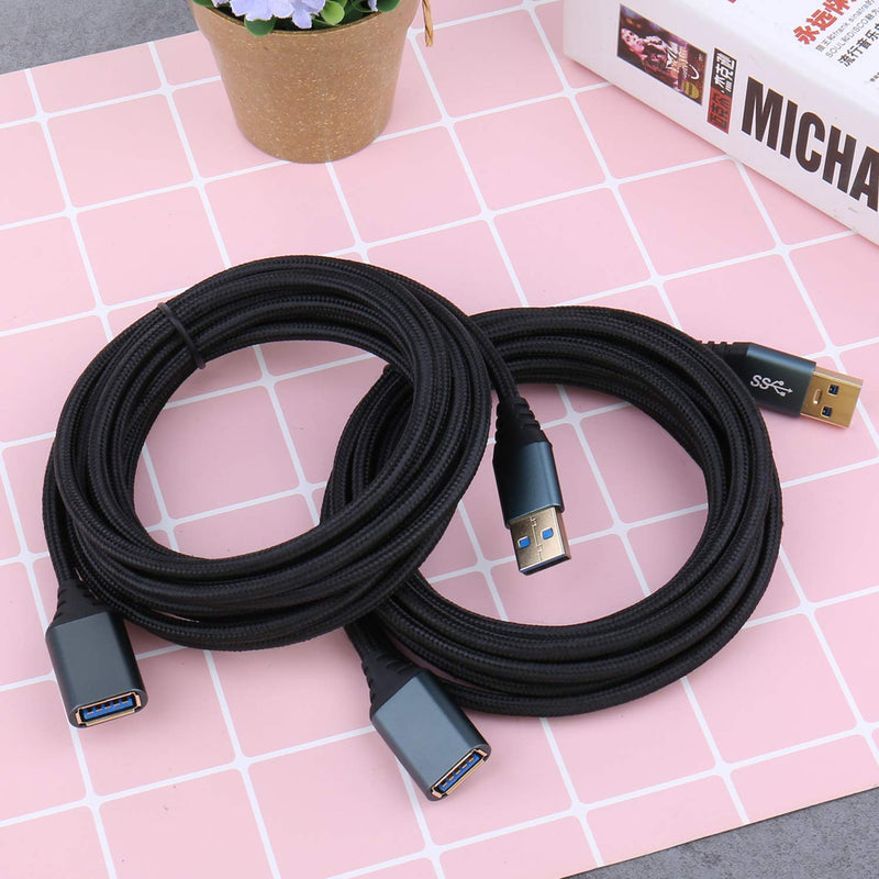  [AUSTRALIA] - USB 3.0 Extension Cable, Besgoods 2-Pack 10Ft Braided USB to USB Extension Cable - A Male to A Female with Metal Gold-Plated Connector Compatible Mouse,Keyboard,Printer，PS4 - Black Black Black