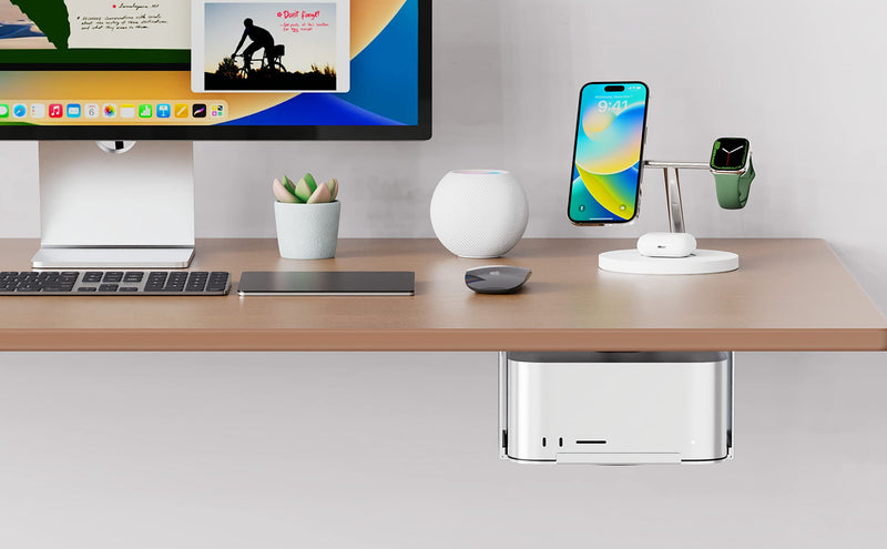  [AUSTRALIA] - SENGTEK Aluminum Under Desk Mount for Apple Mac Studio, Mac Mini - Quick Removal & Easy Installation