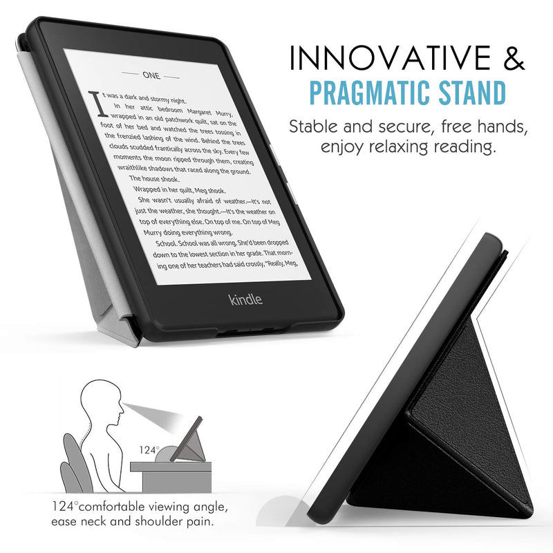  [AUSTRALIA] - MoKo Case Compatible with Kindle Paperwhite (10th Generation, 2018 Releases), Standing Origami Slim Shell Cover with Auto Wake/Sleep for Amazon Kindle Paperwhite 2018 E-Reader - Black A-Black