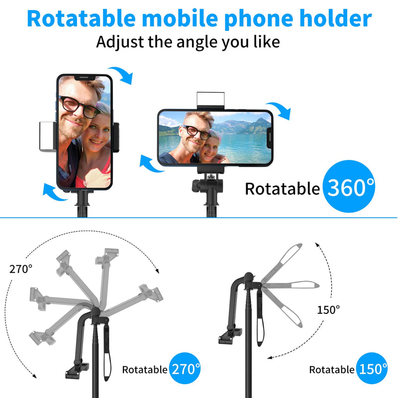  [AUSTRALIA] - 60" Selfie Stick Tripod, Portable Extendable Cell Phone Stand Camera Tripod, Lightweight, Wireless Remote Shutter Phone Tripod with Flash Light for Travel Video Recording Vlog (Black)