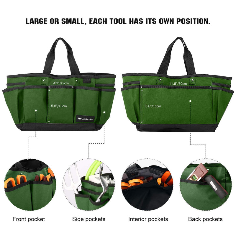  [AUSTRALIA] - Housolution Garden Tool Bag, Deluxe Garden Tool Storage Bag and Garden Tool Bag with Small Pockets, Wear-Resistant and Reusable, 12 Inches, Dark Green 12 Inches/30.5cm Dark Green