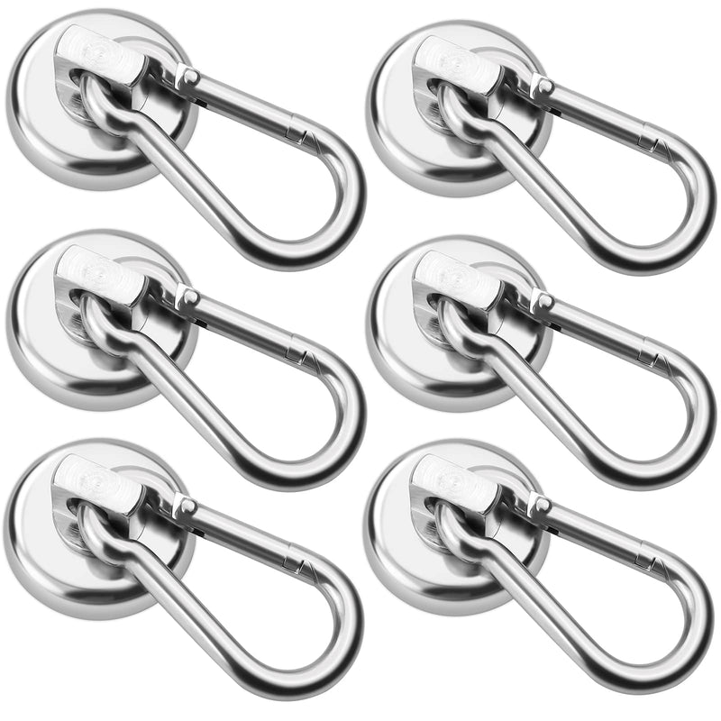  [AUSTRALIA] - DIYMAG Magnetic Hooks,Heavy Duty Neodymium Magnetic Hooks with Swivel Carabiner Hook,Great for Your Refrigerator and Other Magnetic Surfaces,Pack of 6 Swivel Hook 25mm-6P