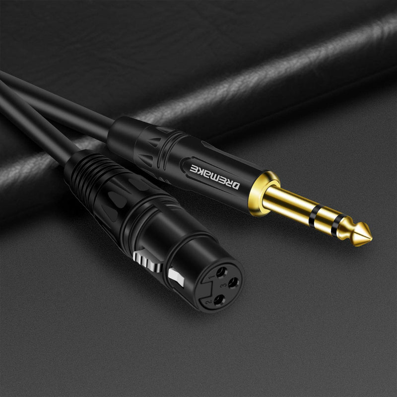  [AUSTRALIA] - DREMAKE Balanced Cable 15 Foot TRS 6.35mm (1/4 Inch) Male to XLR Female Mic Cable for Amplifier, Speakers - Black 15FT/4.5M