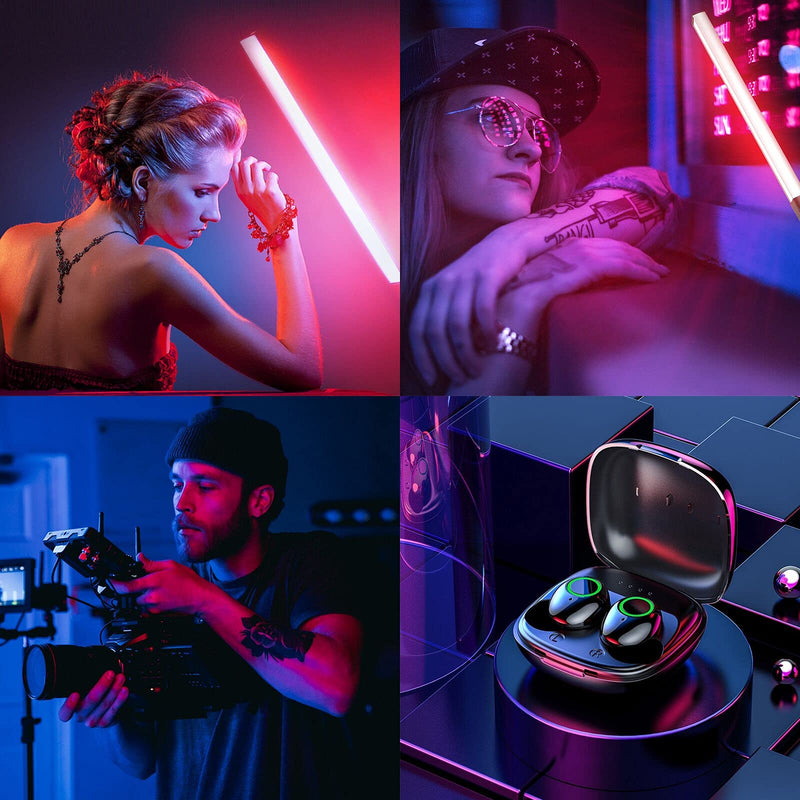  [AUSTRALIA] - LUXCEO RGB LED Photography Lighting Portable Wand Handheld LED Video Light 1000 Lumens CRI 95+ USB Rechargeable with Remote Control, Carry Bag, Adjustable Color Temperature 3000K-6000K and 36 Colors