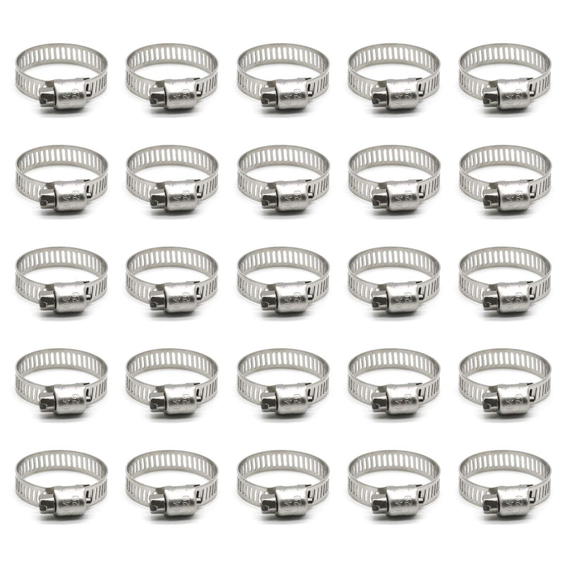  [AUSTRALIA] - ZIPCCI Hose Clamp, 1 Inch Stainless Steel Worm Gear fuel line hose clamps, 19-29mm (25pack)