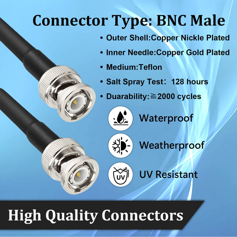  [AUSTRALIA] - MOOKEERF BNC Coax Cable 20ft,BNC to BNC Cable 50 Ohm BNC Cable Low Loss KMR240 BNC Male to BNC Male Antenna Cable for Ham Radio/Network Analyzer/Modem/Oscilloscope/Signal Generator/Attenuator