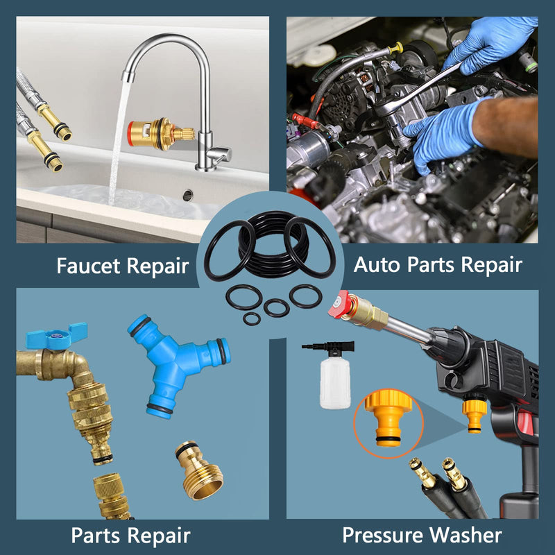  [AUSTRALIA] - KEZE 680 PCS Rubber Washer Assortment Kit 14 Size Water Hose Washers and 18 Size Nitrile O Ring Washers Set for Outside Faucet Spigot Garden Hose Pressure Washer Plumbing Repair OD 5-33MM Rubber O Ring and Rubber Washer
