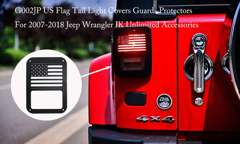  [AUSTRALIA] - US Flag Tail Light Covers Guards Protectors for 2007-2018 Jeep Wrangler JK Unlimited Accessories