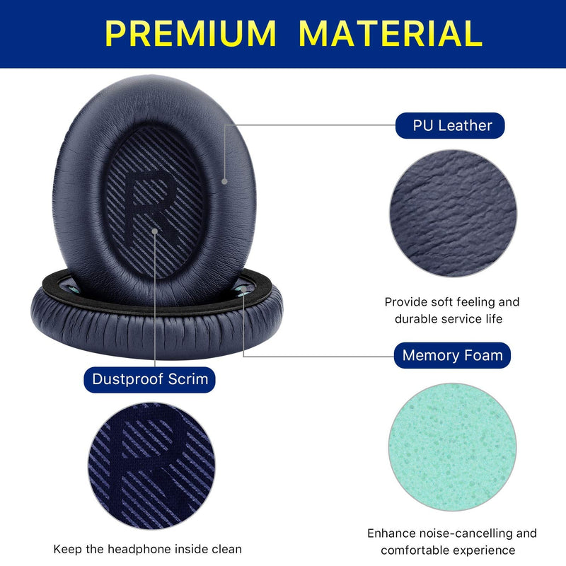  [AUSTRALIA] - YOCOWOCO Ear Pads Cushions for Bose QC35/ QC35II Headphones, Comfortable Replacement Earpads Compatible with Bose QuietComfort 35 and Quiet Comfort 35 II Over-Ear Headset Midnight Blue