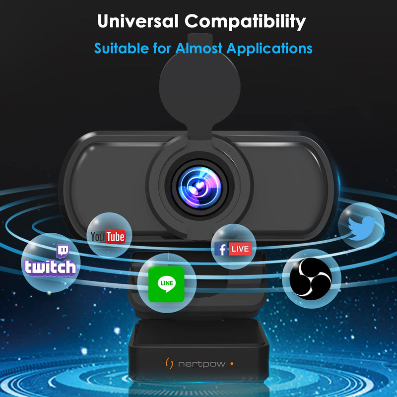 [AUSTRALIA] - 1080P Webcam, NP Nertpow HD PC Webcam USB Computer Camera Built-in Microphone, Flexible Rotatable Clip, for Laptops, Desktop and Gaming, Black…