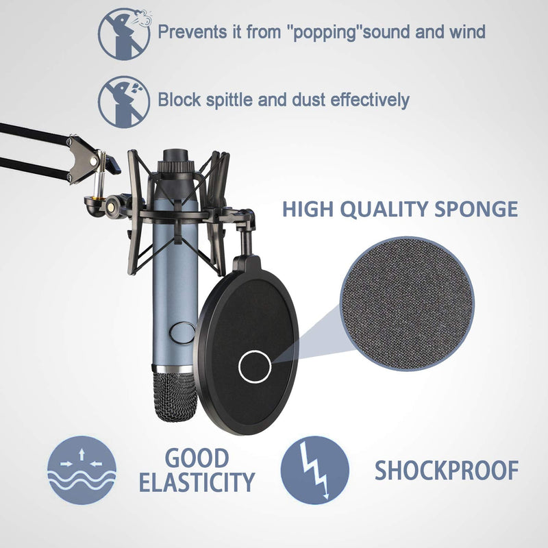  [AUSTRALIA] - Blue Ember Mic Shock Mount with Pop Filter to Reduce Vibration Noise for Blue Ember Condenser Microphone by YOUSHARES