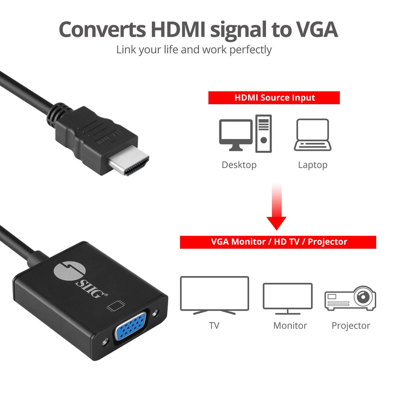  [AUSTRALIA] - SIIG CE-H22311-S1 Aluminum HDMI to VGA Adapter Converter with Audio