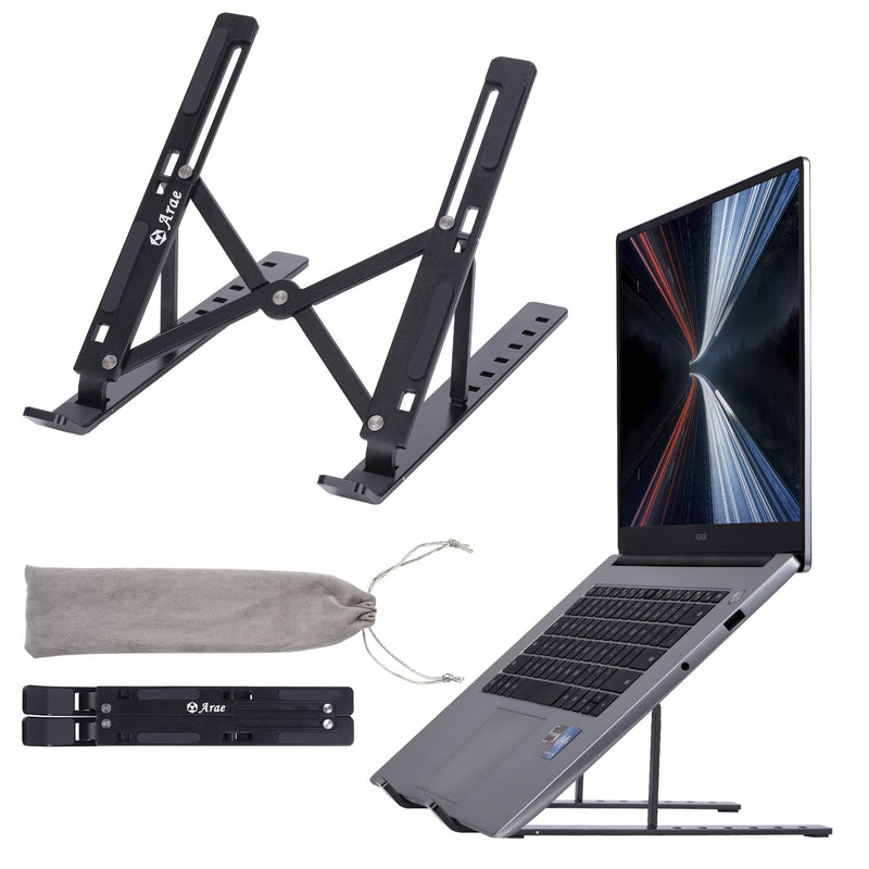  [AUSTRALIA] - Arae Adjustable Laptop Stand Holder for Desk Black & Cell Phone Stand, Adjustable Phone Holder Gray