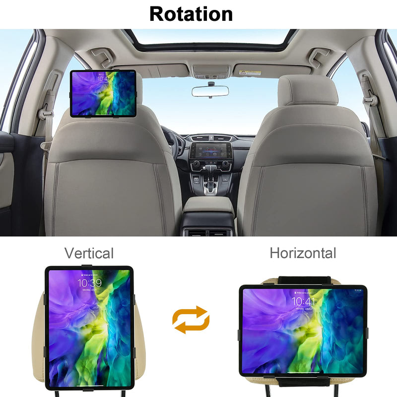  [AUSTRALIA] - Car Headrest Tablet Mount Holder, TXesign Large Size Car Headrest Tablet Holder Fits All 9.7-12.9inch Tablets iPad Pro 12.9 11 iPad Air Galaxy Tab S7 FE S6 S5e Tablets for Kids Backseat Passengers