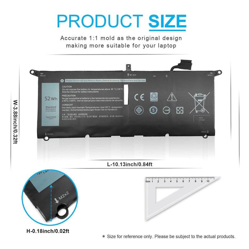  [AUSTRALIA] - 52Wh DXGH8 7.6V Battery for Dell XPS 13 9370 9380 Inspiron 13 7390 7391 2-in-1 5390 5391 14 7490 Latitude 3301 Vostro 13 5390 5391 G8VCF H754V 0H754V V48RM HK6N5 P82G P82G002 P113G P114G P115G 4 Cell