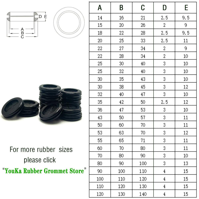  [AUSTRALIA] - Rubber Grommet, 1" Inside Diameter 1-1/4"Drill Hole, Rubber Hole Plug,Synthetic Rubber Grommets Wire Protection,Firewall Plug Grommet,Double-Sided Round, 15PCS 1" ID1-1/4"Drill Hole