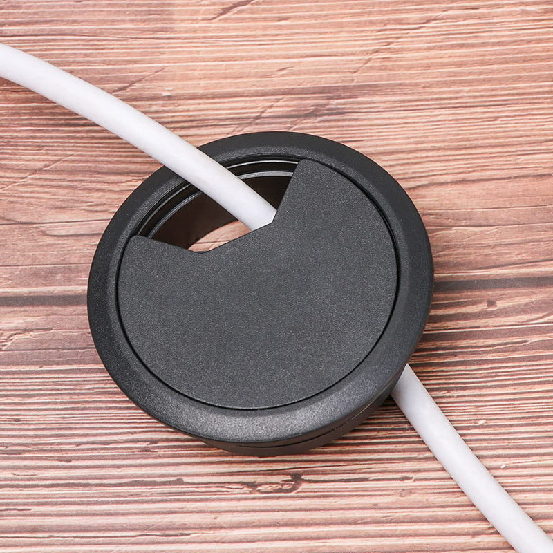  [AUSTRALIA] - Lovelysp 2-3/8 inch Table Wire Cable Ring Hole Cover for Office PC Desk Cable Cord Organizer Plastic Cover (Open Hole 60mm Wire Box Black)-4PCS